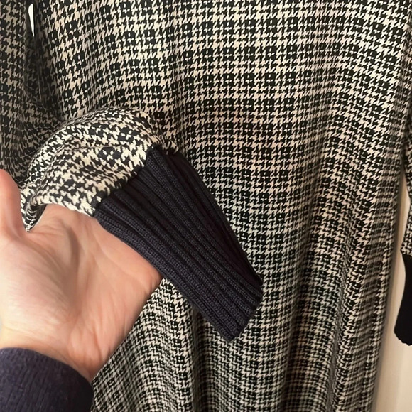 Antonelli Firenze NWT Houndstooth Black and White Wool Blend Sweater Dress Sz 48 - Picture 5 of 9